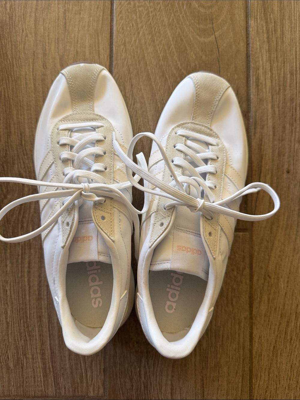adidas Cream and White Retro Runner Sneakers